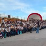 Arriban decenas de autobuses al informe de Sheinbaum en Juárez